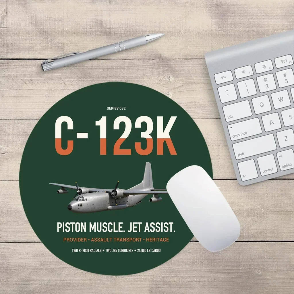 C-123K Provider design on dark green round mouse pad