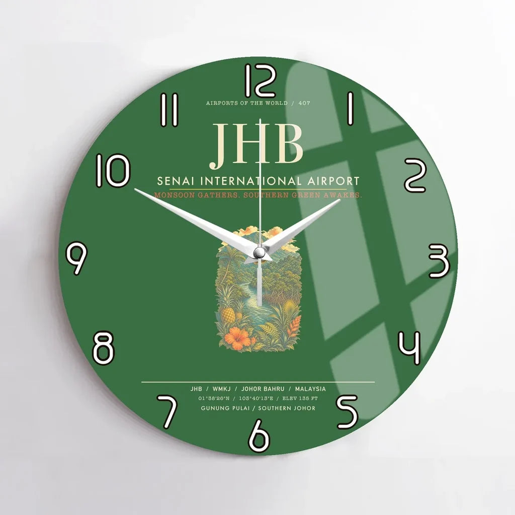 Senai International Airport Johor Bahru JHB Wall-Clock No-Frame - Green