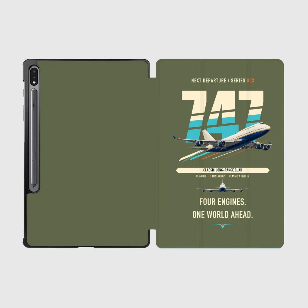 Boeing 747-400 design on green army samsung tablet tablet case
