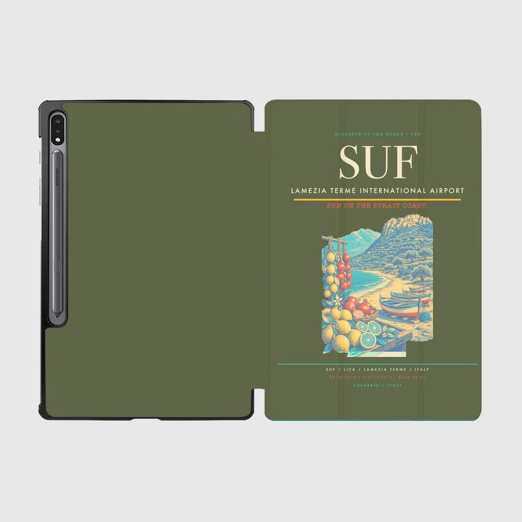 Lamezia Terme International Airport (SUF) design on green army samsung tablet tablet case