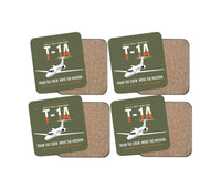 Thumbnail for T-1A Jayhawk Advanced Jet Trainer design on green army 4 pieces set coaster