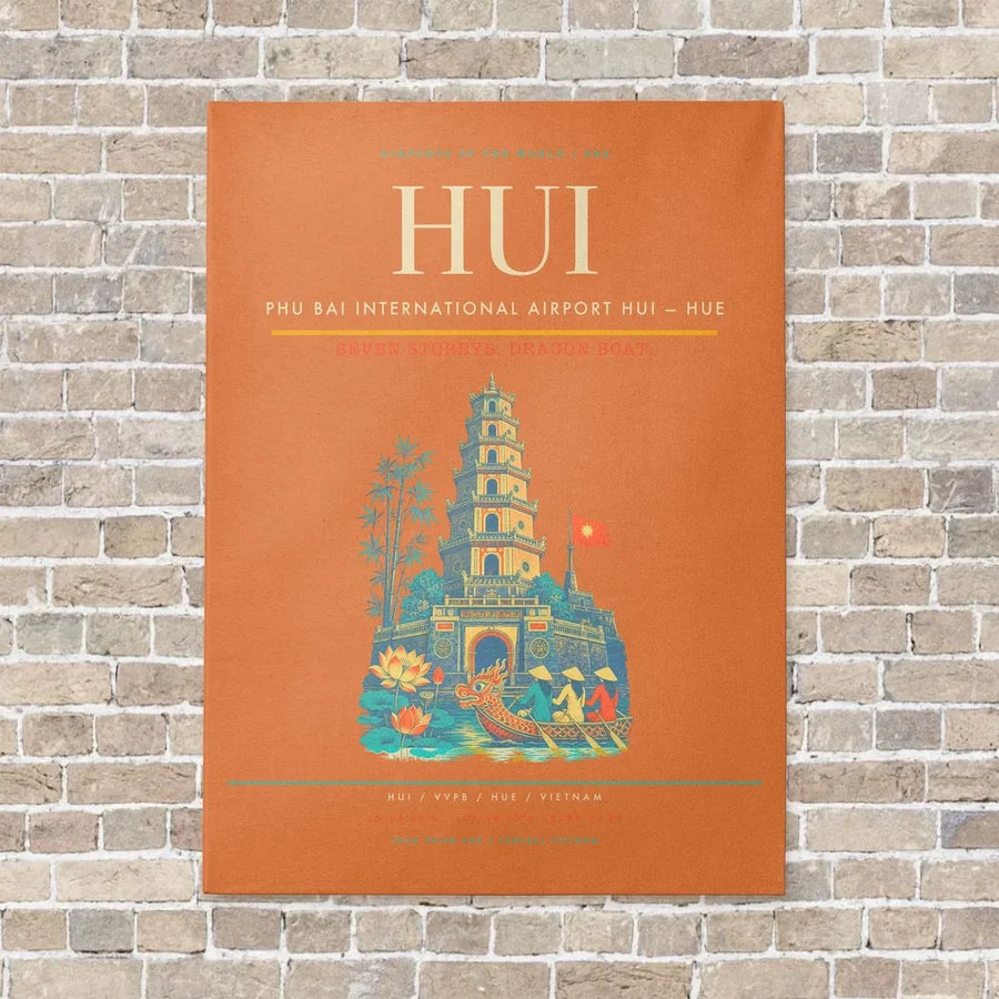 Phu Bai International Airport HUI — Hue vertical canvas print - no frame - orange background