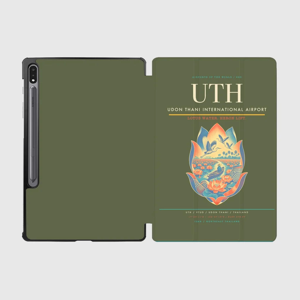Udon Thani International Airport (UTH) design on green army samsung tablet tablet case