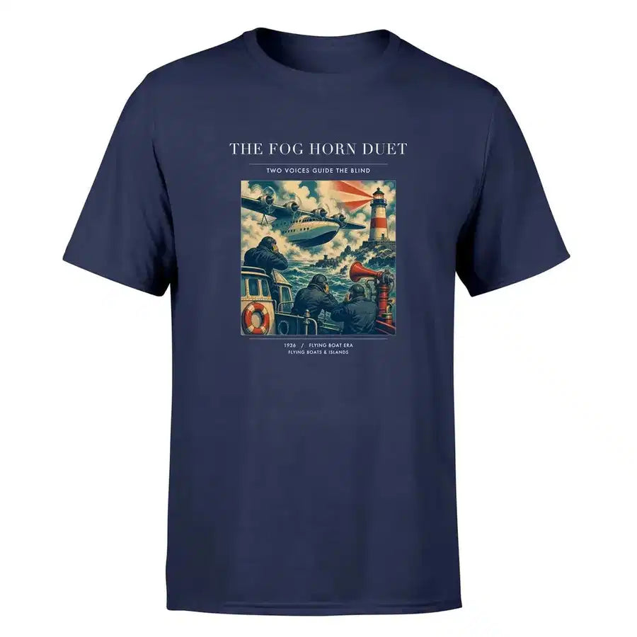 VINTAGE G4437 - The Fog Horn Duet - Premium T-Shirt design on navyblue premium t shirt