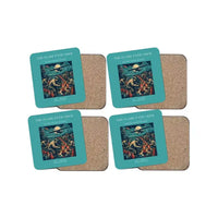 Thumbnail for The Flare Path Crew - Designed Coasters design on turquoise 4-pieces-set