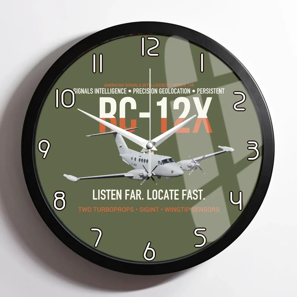 RC-12X Guardrail Signals From Above design on green army framed wall clock
