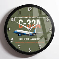Thumbnail for C-32A Air Force Two Global Reach design on green army framed wall clock