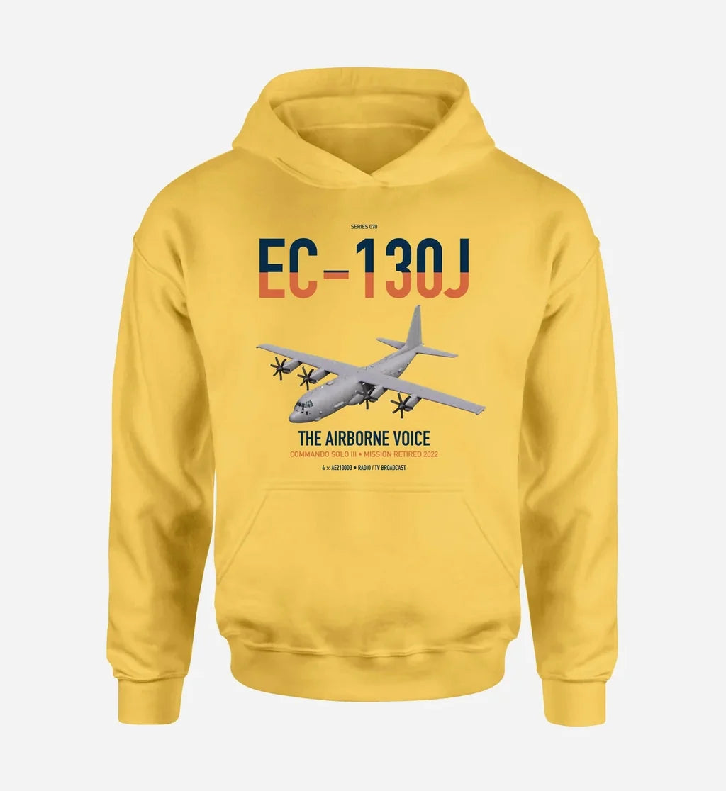 EC-130J Commando Solo III design on yellow double-side hoodie, single-side print