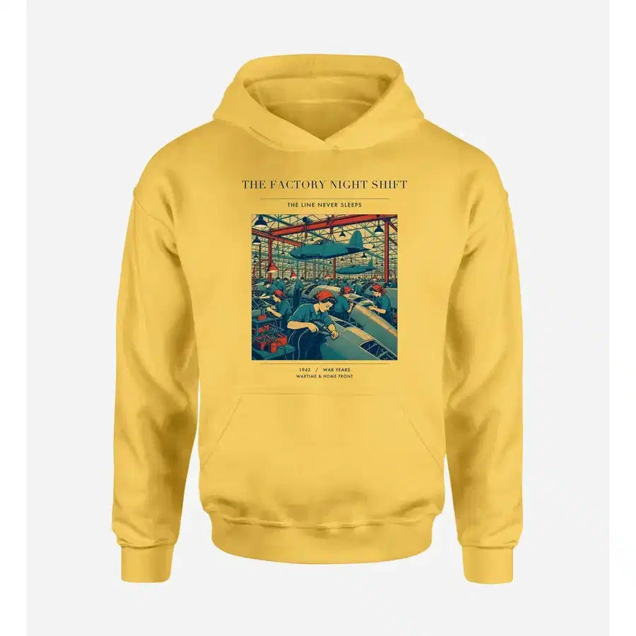 VINTAGE G4502 - The Factory Night Shift - Premium Hoodie design on yellow premium