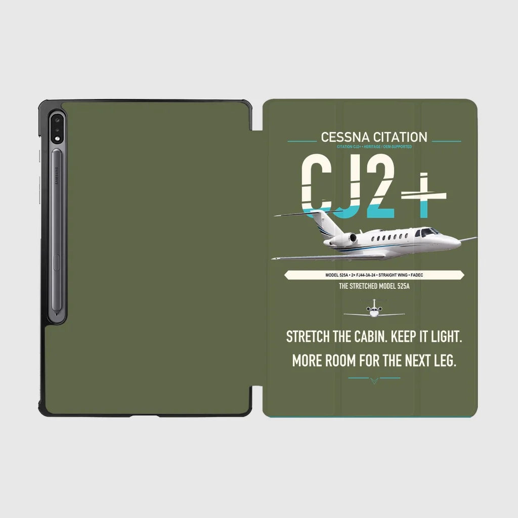 Cessna Citation CJ2+ design on green army samsung tablet tablet case