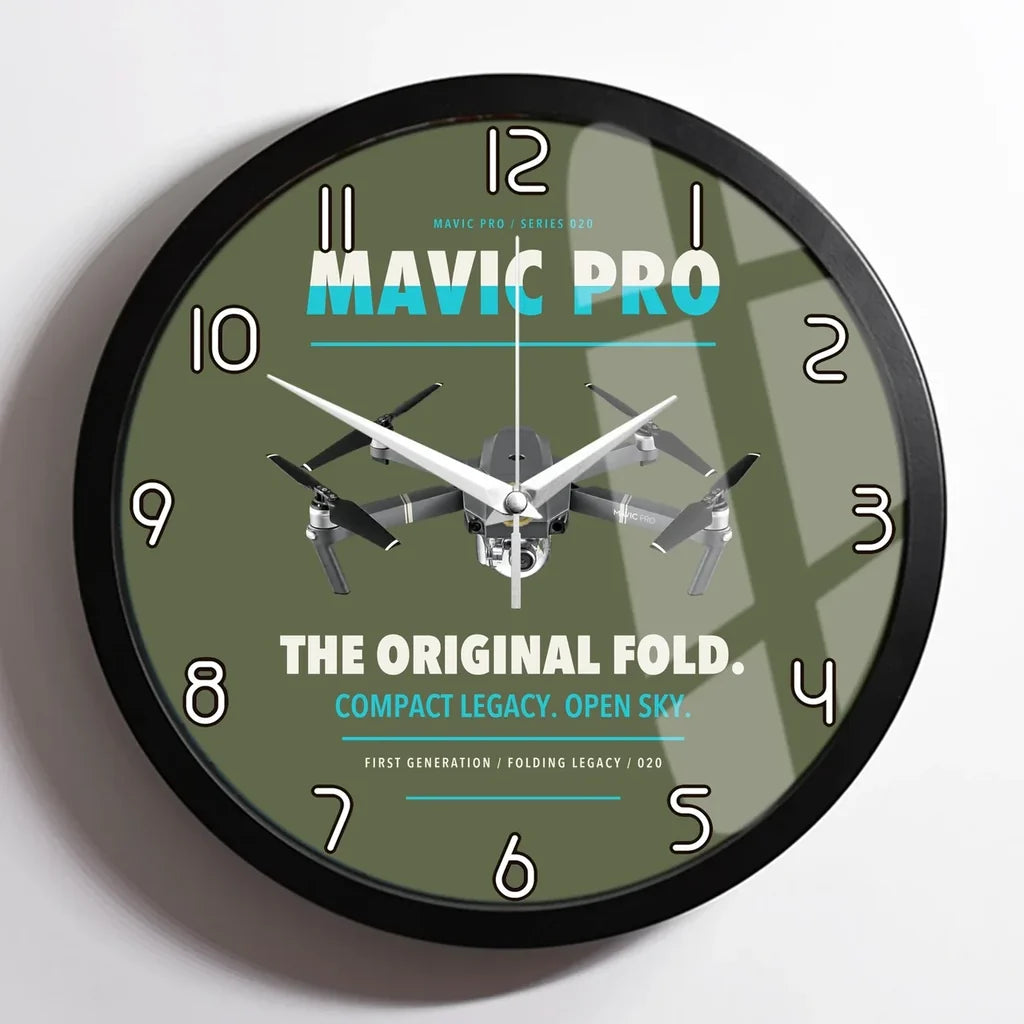 DJI Mavic Pro design on green army framed wall clock