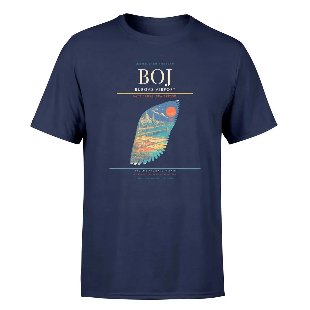 Burgas Airport (BOJ) Premium T-Shirt Navy Blue