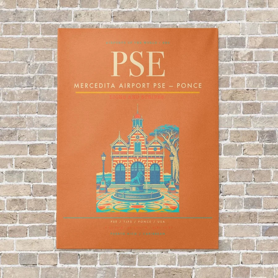 Mercedita Airport PSE — Ponce vertical canvas print - no frame - orange background