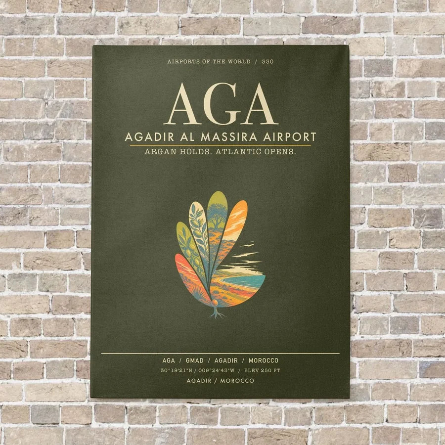 Agadir Al Massira Airport AGA - Canvas Framed - Green Army