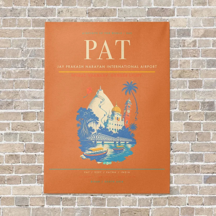 Jay Prakash Narayan International Airport PAT vertical canvas print - no frame - orange background