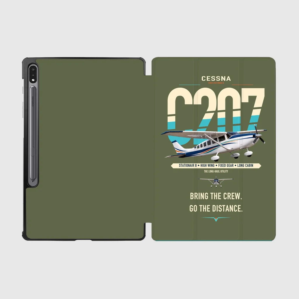 Cessna T207A Stationair 8 design on green army samsung tablet tablet case