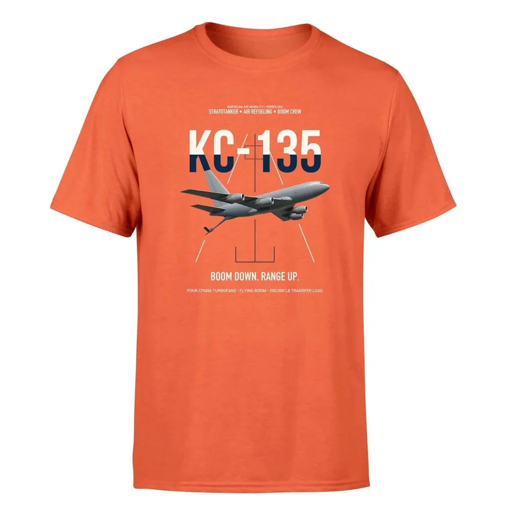 KC-135 STRATOTANKER design on orange double-side t-shirt, single-side print