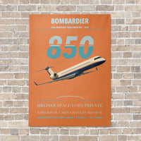 Thumbnail for Bombardier Challenger 850 vertical canvas print - no frame - orange background