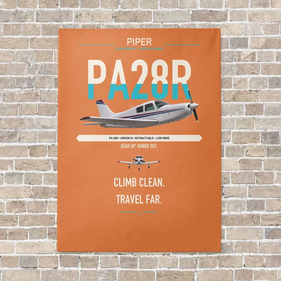 Piper PA-28R Arrow III vertical canvas print - no frame - orange background