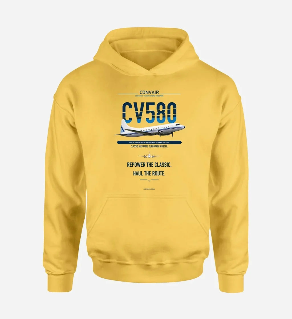 Convair 580 design on yellow hoodie single side