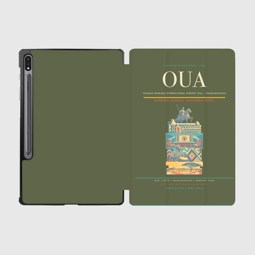 Thomas Sankara International Airport (OUA) design on green army samsung tablet tablet case