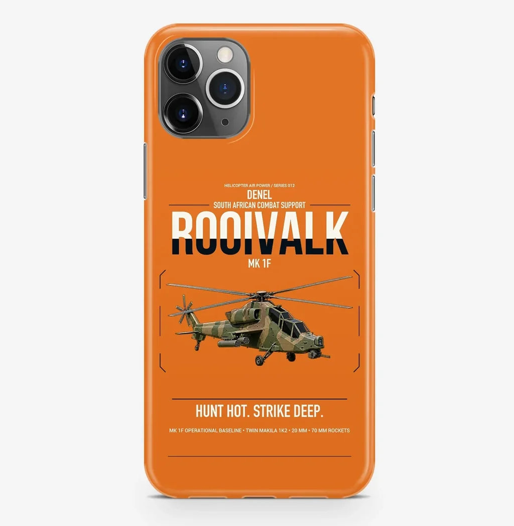 Denel Rooivalk Mk 1F design on orange magsafe iphone case, for iPhone Pro Max