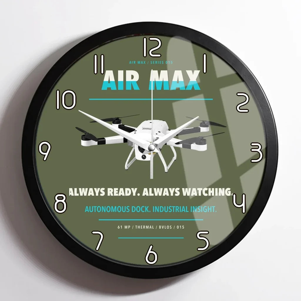 Percepto Air Max design on green army framed wall clock