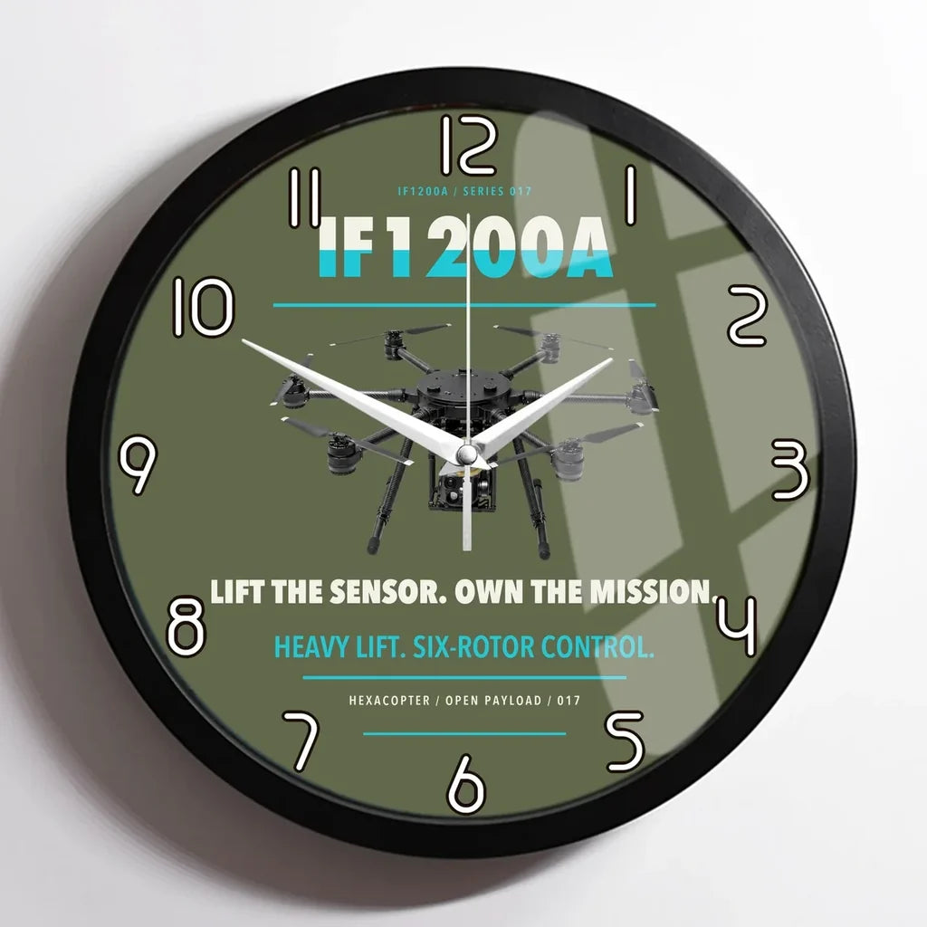 Inspired Flight IF1200A design on green army framed wall clock