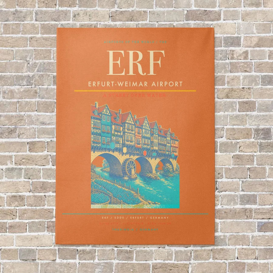 Erfurt-Weimar Airport ERF vertical canvas print - no frame - orange background