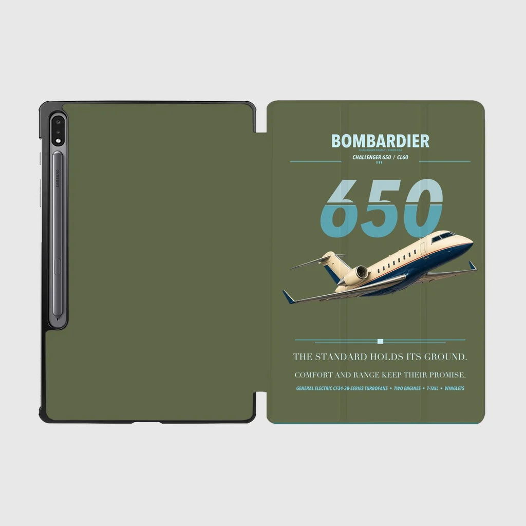Bombardier Challenger 650 design on green army samsung tablet tablet case