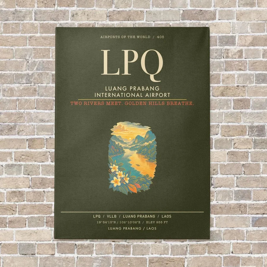 Luang Prabang International Airport LPQ - Canvas Framed - Green Army