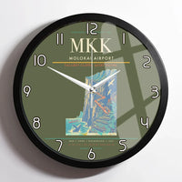 Thumbnail for Molokai Airport (MKK) design on green army framed wall clock