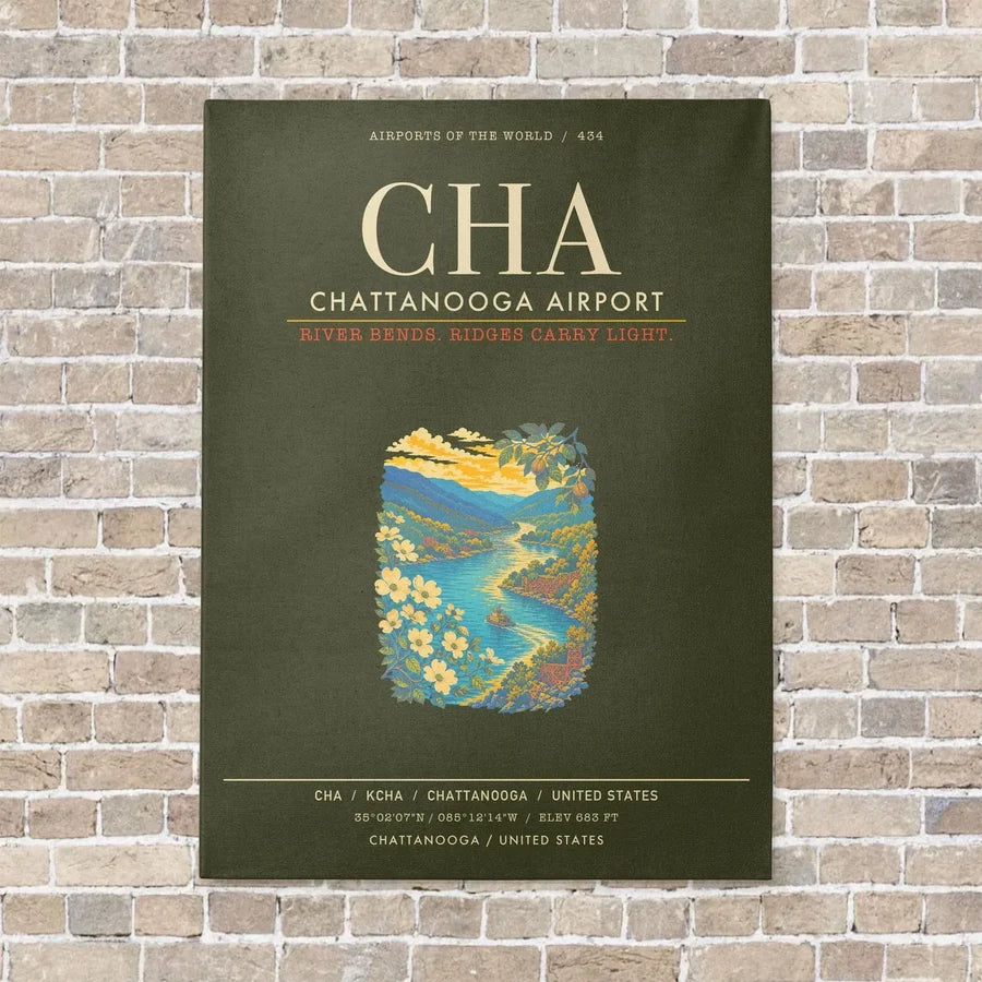 Chattanooga Airport CHA - Canvas Framed - Green Army