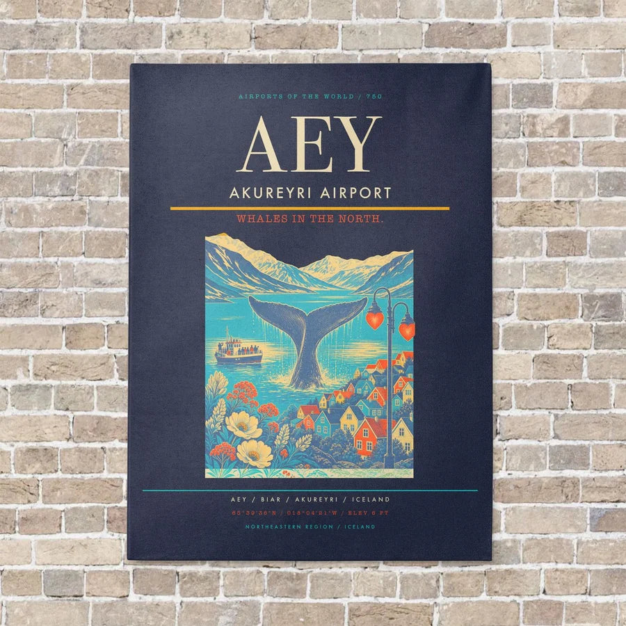 Akureyri Airport AEY - Canvas No Frame - Navy Blue