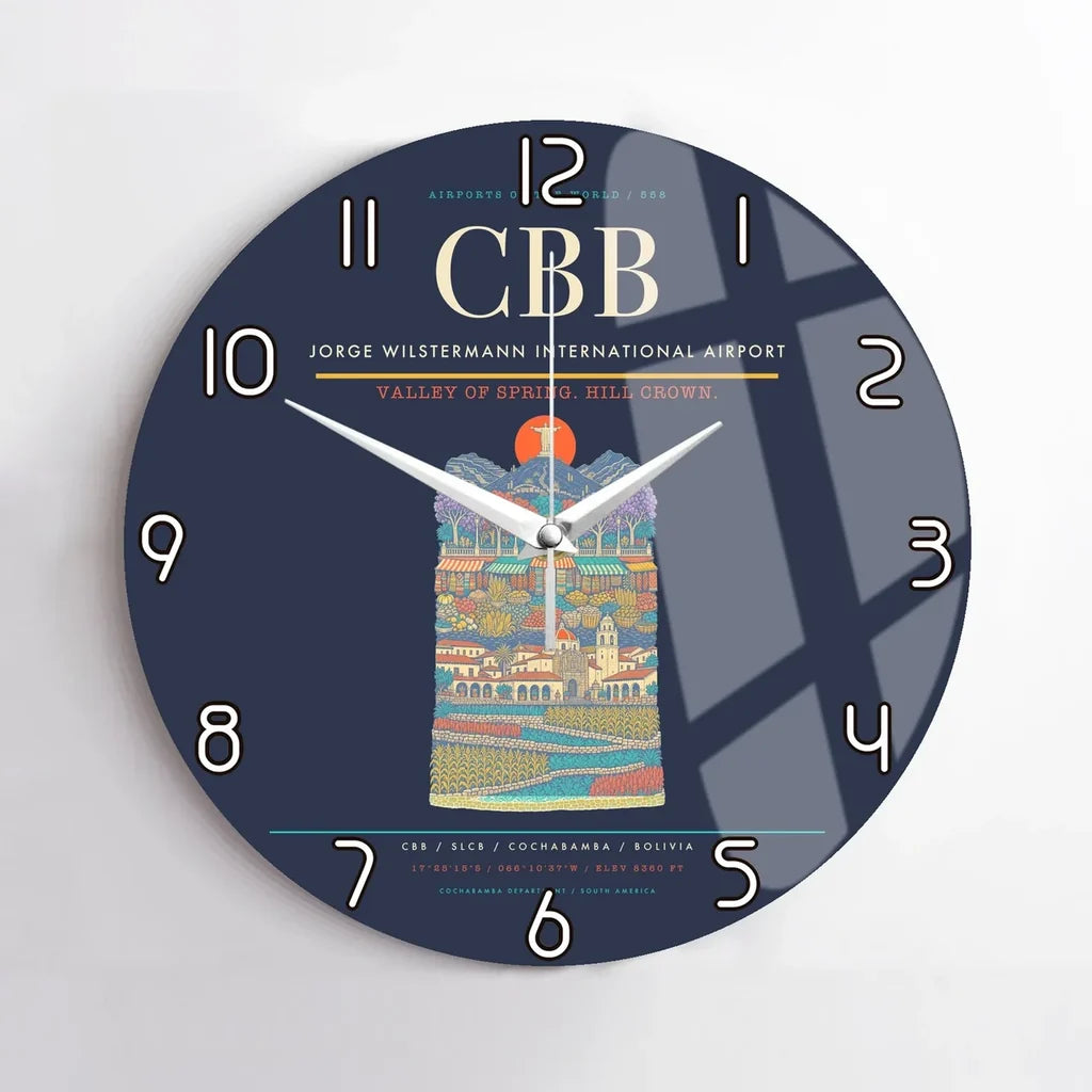 Jorge Wilstermann International Airport CBB Wall-Clock No-Frame - Navy Blue