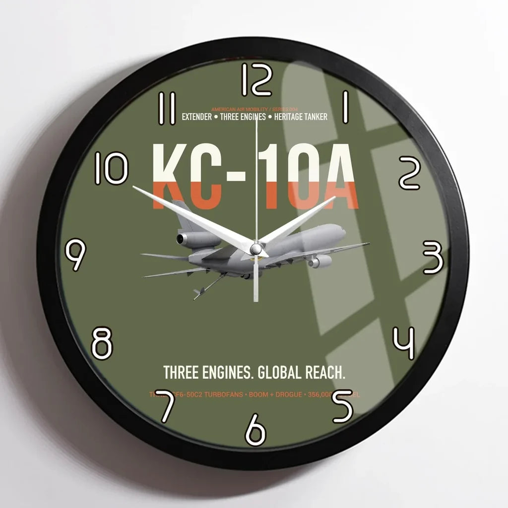 KC-10A EXTENDER design on green army framed wall clock
