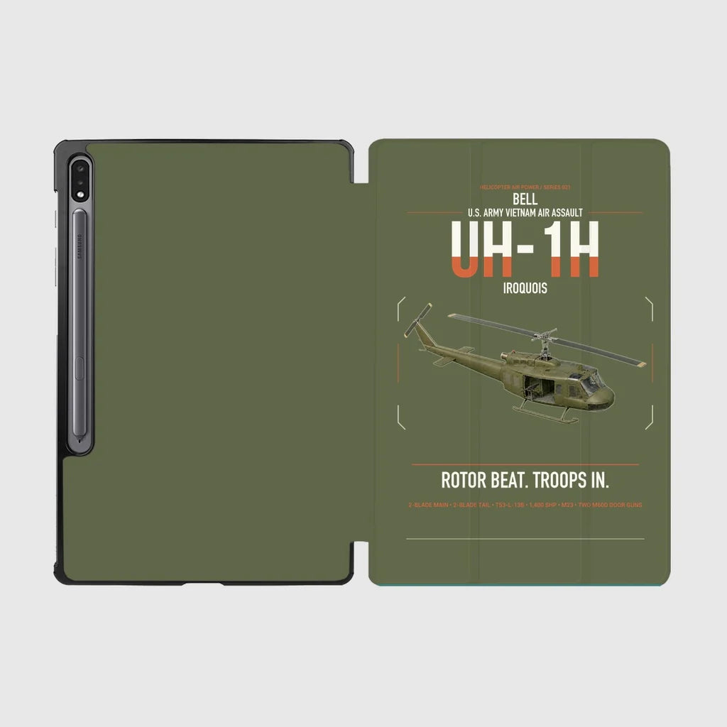 Bell UH-1H Iroquois design on green army samsung tablet tablet case