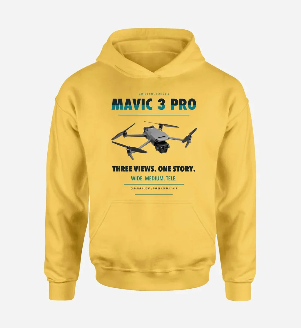 DJI Mavic 3 Pro design on yellow hoodie single side