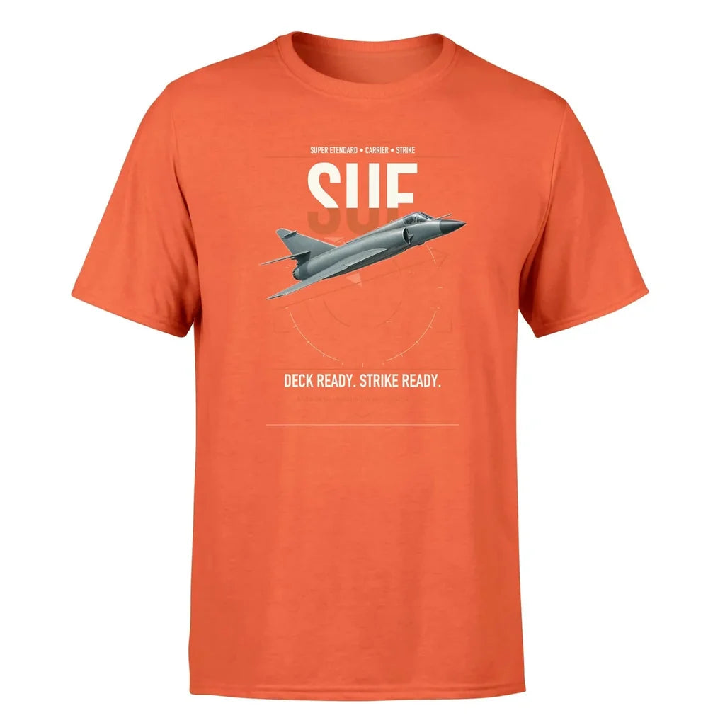 Dassault Super Étendard design on orange t-shirt, single-side print