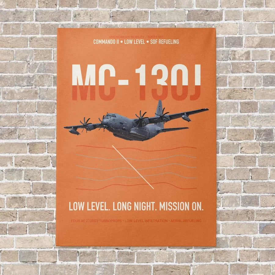 MC-130J COMMANDO II vertical canvas print - no frame - orange background