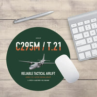 Thumbnail for Airbus C295M T.21 design on dark green round mouse pad