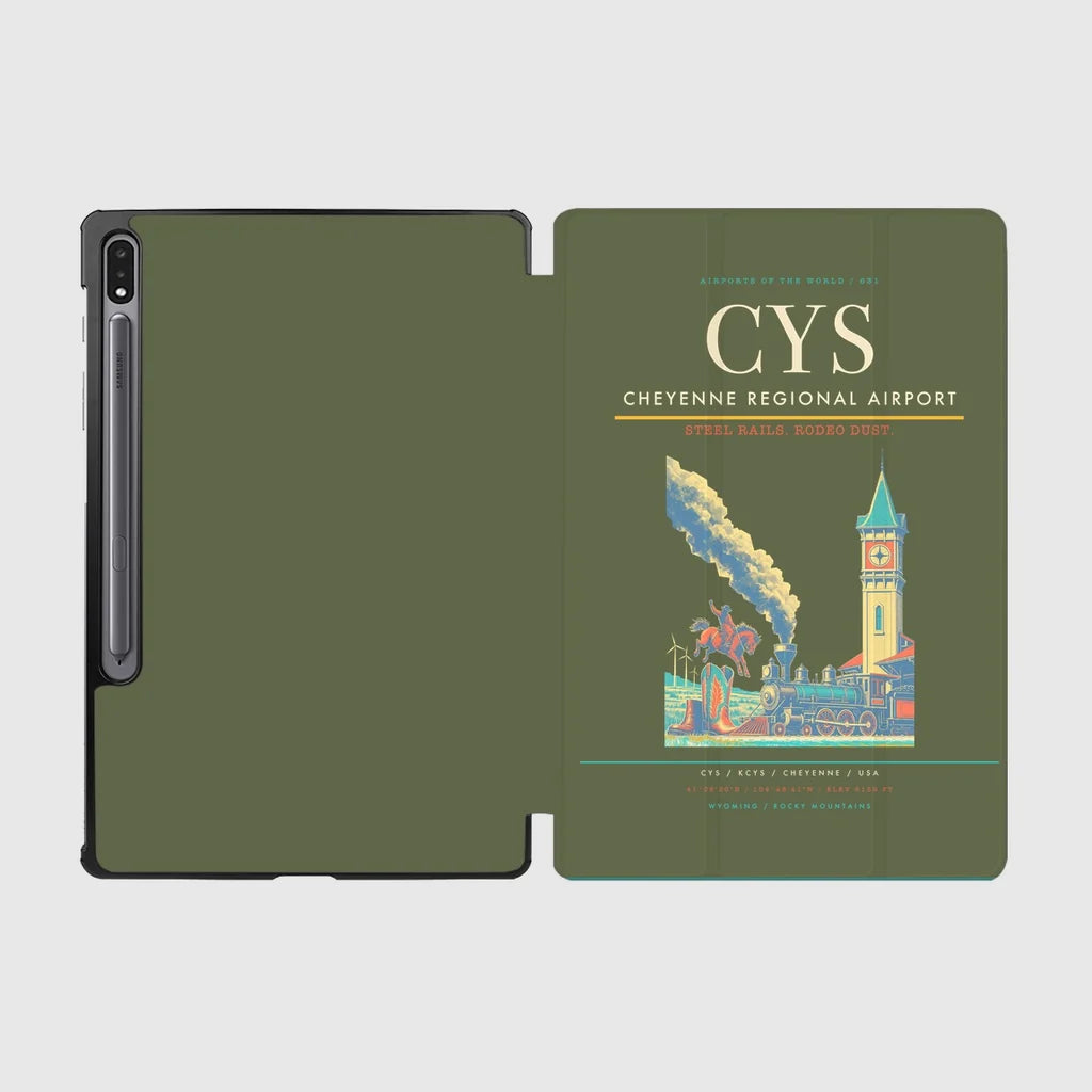Cheyenne Regional Airport (CYS) design on green army samsung tablet tablet case