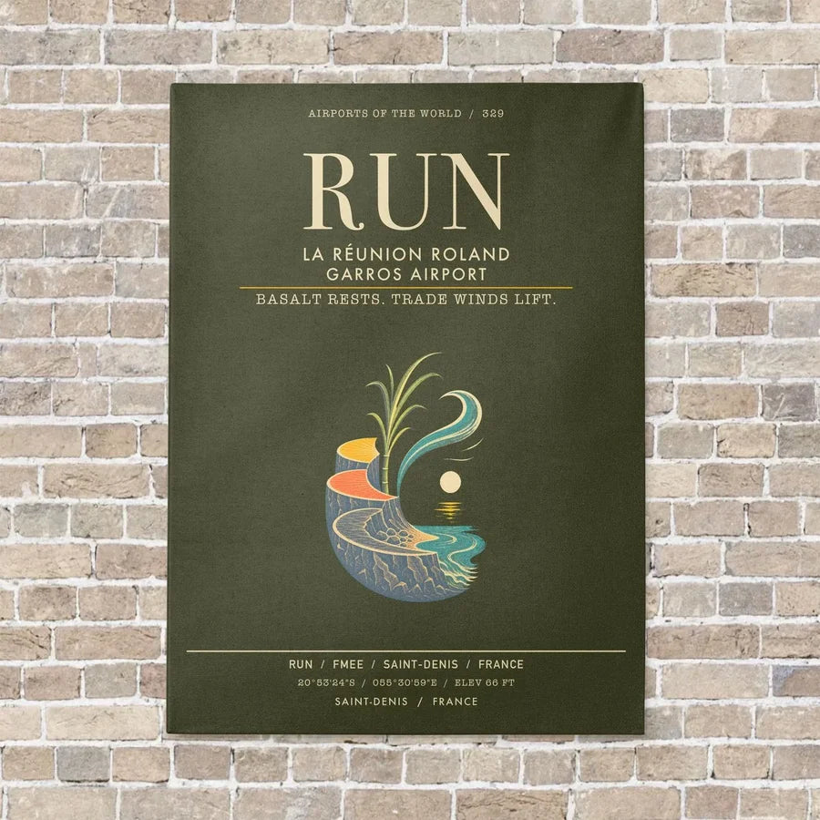 La Reunion Roland Garros Airport RUN - Canvas Framed - Green Army