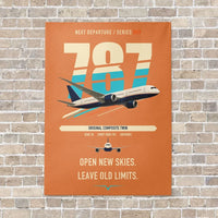Thumbnail for Boeing 787-8 Dreamliner vertical canvas print - no frame - orange background