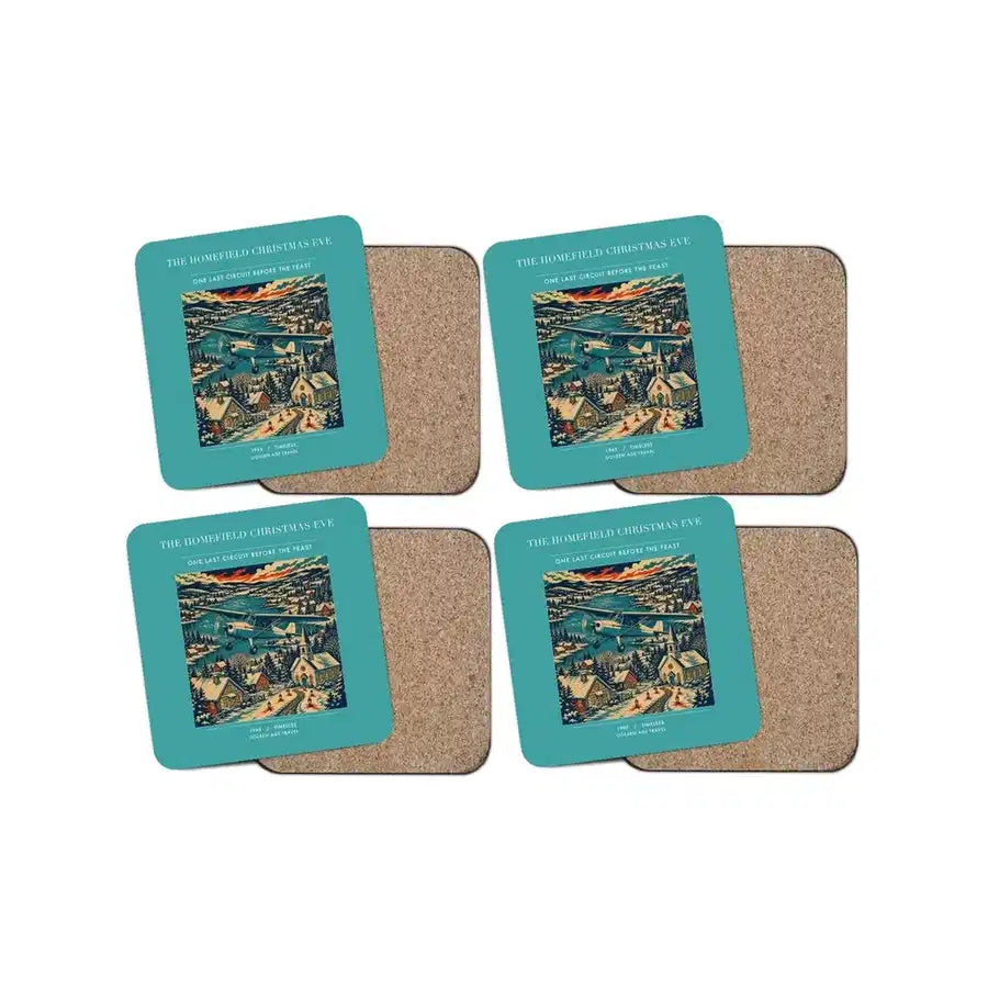 The Homefield Christmas Eve - Designed Coasters design on turquoise 4-pieces-set