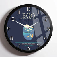 Thumbnail for Bergen Airport Flesland BGO - Seven-Rain Fjord Tapestry Wall-Clock Framed - Navy Blue
