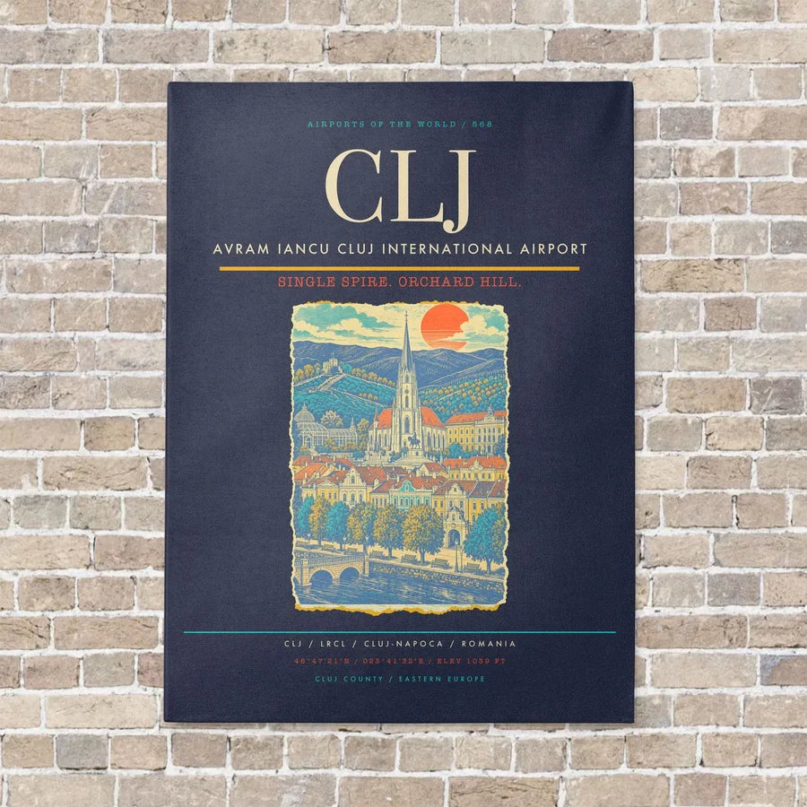 Avram Iancu Cluj International Airport CLJ - Canvas No Frame - Navy Blue