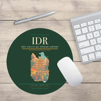 Thumbnail for Devi Ahilya Bai Holkar Airport (IDR) design on dark green round mouse pad