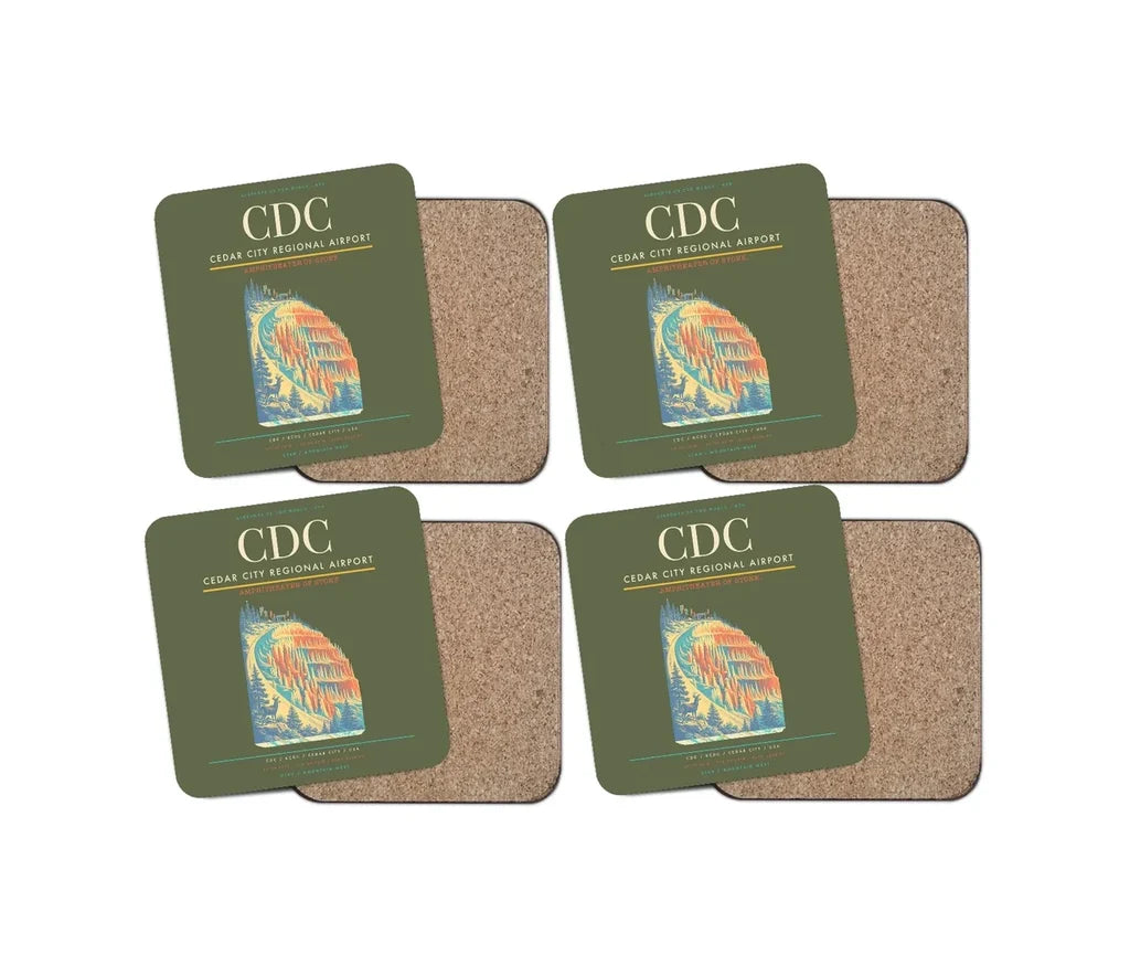 Cedar City Regional Airport CDC Coaster 4-Pieces-Set - Green Army