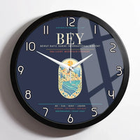 Thumbnail for Beirut Rafic Hariri International Airport BEY - Levantine Sea Current Wall-Clock Framed - Navy Blue